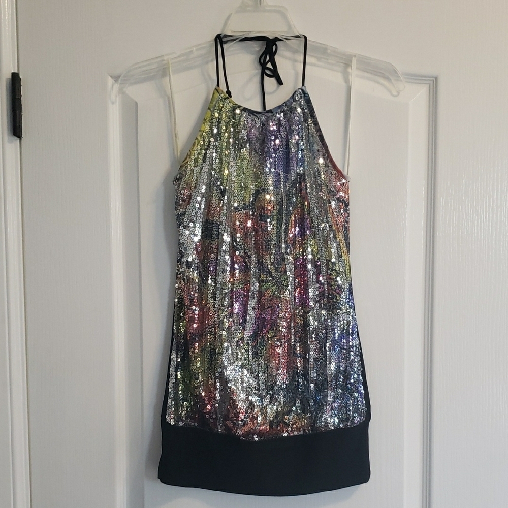 Multicolor Sequin Halter Top